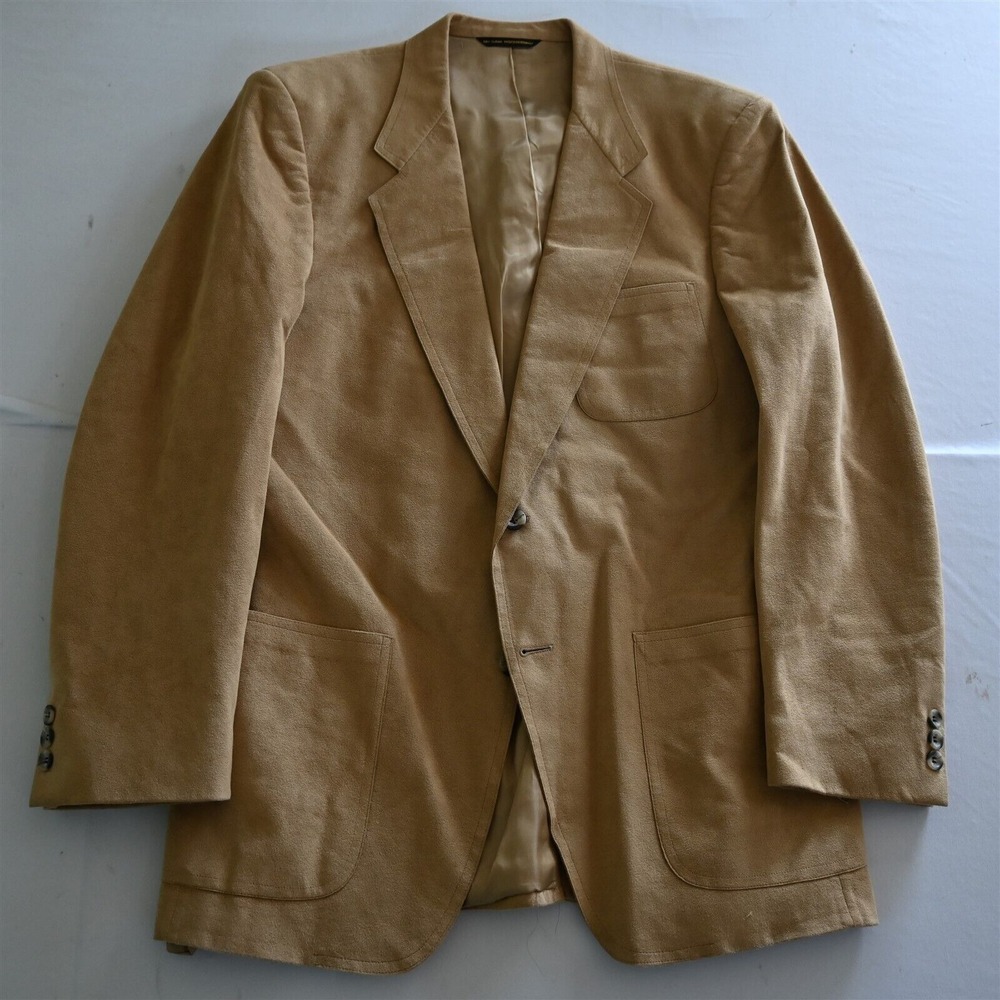 Vtg Neiman Marcus 40R Khaki Beige Sueded Mens Sport Coat Blazer‎ Suit Jacket